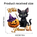 Dettaglio adesivo Halloween con gatto, zucca e testo 'Witch Please' in misura 40 cm - 40*40CM in Busta
