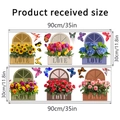 Detalle de vinilos decorativos de girasoles con medidas de 90x30cm mostradas - Estilo De Flores Y Mariposas De Simulación