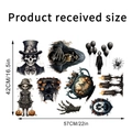 Halloween Wandaufkleber Set mit Gothic Totenkopf und Katze Maße 42x57cm groß - KSW-32 Stil