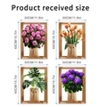 Dimensiones detalladas de pegatinas de pared 3D con diseños de rosas y tulipas 30x40cm - Combinación Tulipán Rosa Hortensia Monstera / 30x40cm
