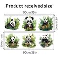 Dimensiones detalladas de los lindos vinilos de panda con bambú y motivos florales - Estilo Rectangular Grande