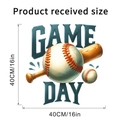 Dimensioni dettagliate dell'adesivo da parete baseball Game Day con mazza e palla - Stile C (KSY265C)