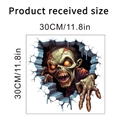 Detail view of the 30x30cm 3D skull wall sticker showing the product dimensions and scale - Broken Wall Zombie Style C (KSW33C)