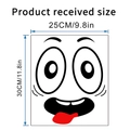 Detailansicht Wandsticker Smiley mit Produktmaßen 25x30 cm und auffälliger roter Zunge - Schmollmund Stil (M34C)