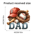 Detail showing baseball theme wall decal dimensions 40x40cm with DAD art lettering - Style E (KSY265E)