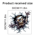 Detailed 30cm product size view of a 3D zombie wall sticker emerging from cracked surface - Broken Wall Zombie Style E (KSW33E)