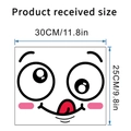 Detailed dimension guide for cute cartoon smiley face wall sticker 30cm x 25cm - Laughing Tongue Style (M34E)