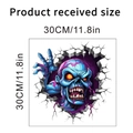 Detailed dimensions of 3D zombie wall sticker showing 30x30cm size on white background - Broken Wall Zombie Style F (KSW33F)