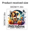 Waterproof Halloween toilet sticker with skull and pumpkin, 30x30cm size specifications - Wizard Hat Skeleton Style (KSW34E)