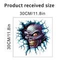 Detailed size specifications for 3D skull wall sticker measuring 30x30cm for Halloween decor - Broken Wall Zombie Style H (KSW33H)