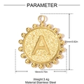 Golden stainless steel letter A pendant with beaded edge and dimensions display - Letter A(YH1339-A)