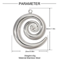 Detailed specs of the stainless steel spiral pendant showing 30mm height and 4.6g weight - Silver Spiral Style (YH1442-1)