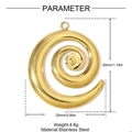 Detail view of 30mm gold stainless steel spiral pendant with dimensions and weight - Gold Spiral Style (YH1442-2)