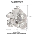 Polished stainless steel flower pendant with rhinestone detail and exact dimensions - Silver Rhinestone Flower Style (YH1443-1)