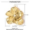 Detailed view of 26mm gold floral pendant with rhinestone in stainless steel - Gold Rhinestone Flower Style (YH1443-2)