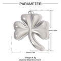 Detailed dimension view of silver stainless steel clover pendant with size measurements - Clover Style (YH1457)