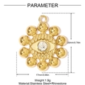 Detailed size chart of gold stainless steel sunburst pendant with crystal center - Sunburst Ball Rhinestone (YH1420)