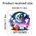 Detail showing 30x30cm Halloween wall sticker with skull, pumpkin and ghost designs - Ghost Pumpkin Style (KSW34H)