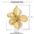 Vista dettagliata del ciondolo a fiore in acciaio inossidabile dorato con dimensioni - Stile Fiore A Cinque Petali Oro (YH1445)