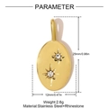 Detail showing dimensions and weight of the gold stainless steel octagonal star pendant - Double Star Oval Inlaid (YH1421)