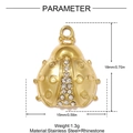 Detailed dimension guide for ladybug gold pendant with rhinestones and measurements - Ladybug Shape Style (YH1471)