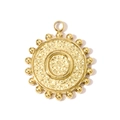 Macro shot of gold square pendant with hammered texture and beaded rim detail - Letter O(YH1339-O)