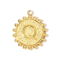 Detailed macro view of gold-plated square pendant with embossed letter Q and hammered texture - Letter Q(YH1339-Q)