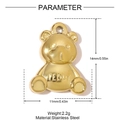 Dimensioni tecniche di un ciondolo a forma di orsetto d'oro in acciaio inossidabile - Stile Orsetto Teddy (YH1474)