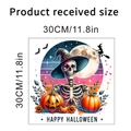 Detailed dimensions of Halloween skull and pumpkin waterproof bathroom toilet stickers - Witch Hat Skeleton Pumpkin Style (KSW34I)