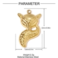 Ciondolo a forma di volpe dorata in acciaio inossidabile con misure e peso - Stile Volpe 3D (YH1475)