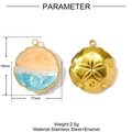 Détail du pendentif dollar de sable en émail coloré avec dimensions et taille de 19 mm - Style Dollar de Sable Océanique (YF953)