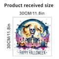 Waterproof Halloween wall sticker set with pumpkins and ghosts, sized 30x30cm - Ghost Moon Night Style (KSW34J)