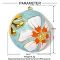 Detailed view of enamel flower pendant with rhinestones and precise dimensions - Light Blue Flower Style (YF965-3)