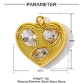 Vue détaillée du pendentif cœur en acier inoxydable avec pierres et dimensions précises - Style Cœur en Zircone Blanche (YF957-1)