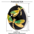 Detail view of enamel dragonfly pendant in stainless steel with 35mm size and weight - Black Dragonfly Style (YF966-2)