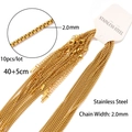 Detail of 2.0mm gold-plated stainless steel box chains with lobster clasp and extension - Gold Box Chain (2mm) / Gold