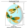 Detailed parameter view of 35mm stainless steel and enamel dragonfly pendant charm - Light Blue Dragonfly Style (YF966-3)