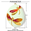 Detailed parameter view of 35x25mm dragonfly enamel pendant in stainless steel - Mint Green Dragonfly Style (YF966-4)