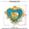 Detail showing heart-shaped gold pendant with blue enamel and airplane motif size 18mm - Blue Airplane Heart (YF949-1)
