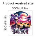 Detail view of 30cm waterproof Halloween sticker with skull and bats on white background - Ghost Tombstone Style (KSW34L)