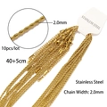 Collane a corda in acciaio inossidabile placcato oro 18k 2mm, 40+5cm, set da 10 pezzi - Catena a Corda Oro (2mm) / Oro