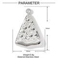 Detailed view of pizza pendant showing dimensions 14mm by 10mm in stainless steel - Silver Pizza Style (YF1008-1)