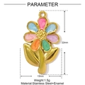 Macro detail of enamel flower pendant showing dimensions 22mm by 13mm and 1.5g weight - Colorful Flower (YF951-2)