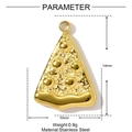 Detailed parameter view of a gold pizza-shaped stainless steel pendant measuring 14x10mm - Gold Pizza Style (YF1008-2)