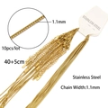 Set di 10 collane in acciaio inossidabile dorato 1,1mm maglia serpente 40+5cm con chiusura a moschettone - scatola catena / Oro