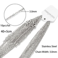 Catena rolo in acciaio inossidabile argento 3mm per creazione gioielli fai da te - Catena a maglie piatte / Argento