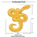 Diagramme technique du pendentif serpent doré de 41mm en acier inoxydable durable - Style Serpent Svelte (XF834)