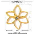 Close-up of stainless steel flower pendant with rhinestone detail and 26mm dimensions - Hollow Line Flower Style (XF858)