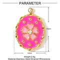 Gedetailleerd overzicht van de afmetingen van de roze emaille hanger 21 mm bij 14 mm - Rozerood Emaille Bloem Ovaal (YF1017-3)
