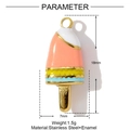 Detail view of popsicle charm with size 18x7mm and enamel color layers for DIY jewelry - Pink Orange Yellow Blue Ice Cream Style (YF1014-1)